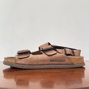 Mephisto Men’s Nardo Dark Brown Leather Strap Sandals | EU 41